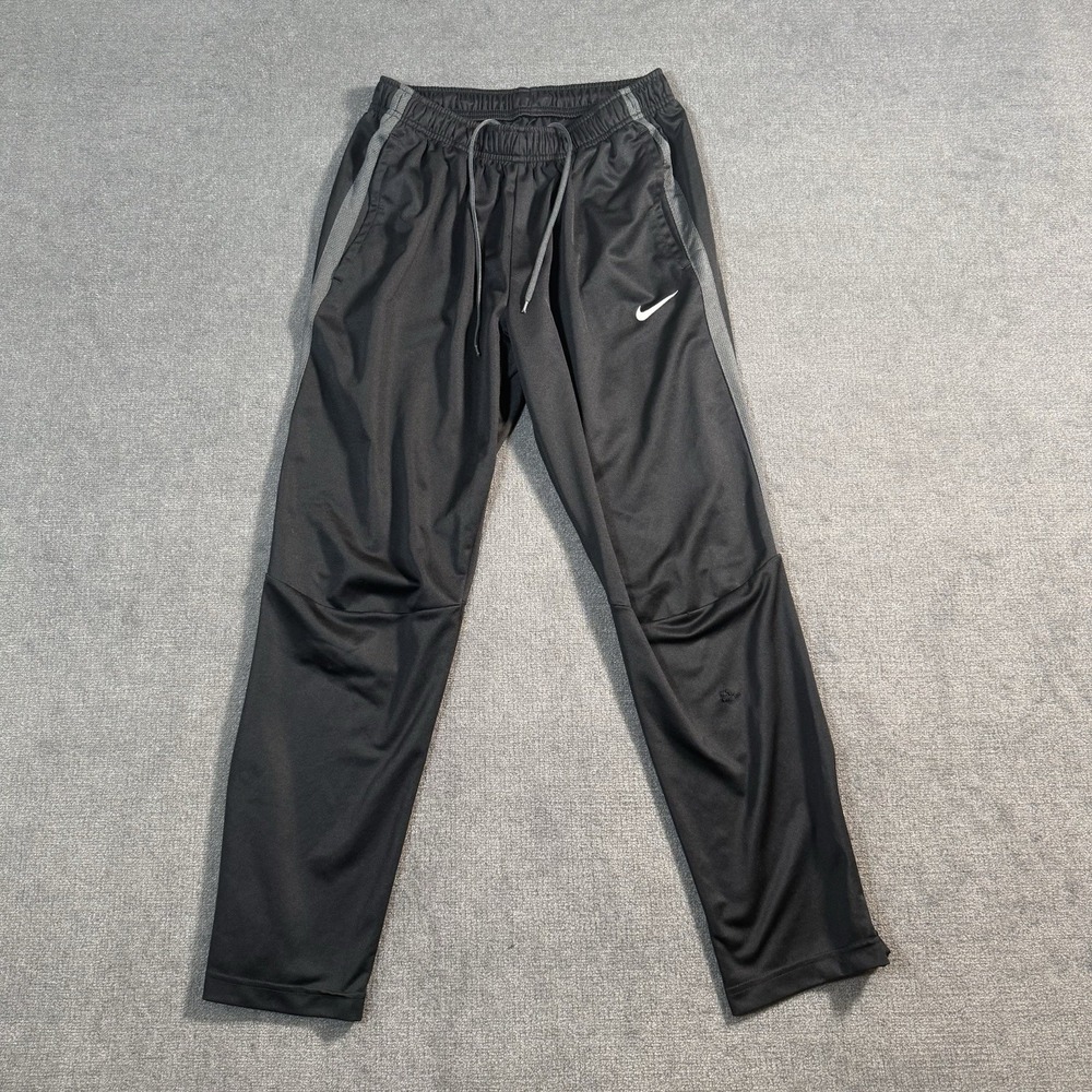 Nike Jogger Sweatpants Men's Large Drawstring Pockets Logo Black Distressed